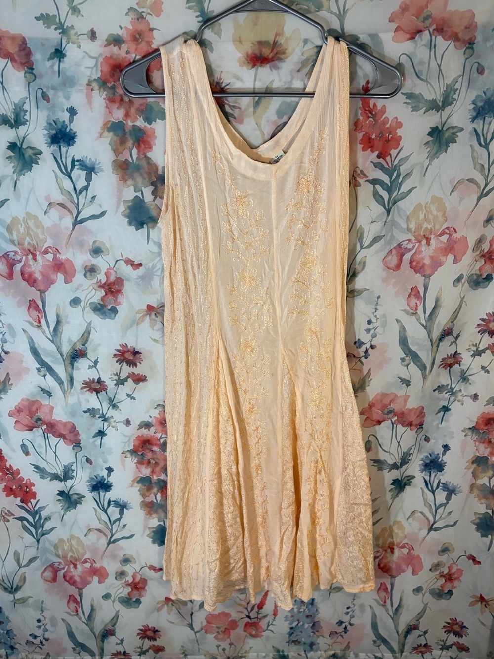 Vintage Peach Lace Sleeveless Dress